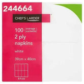 Chefs Larder 100 Napkins White 2 Ply  Adomoo